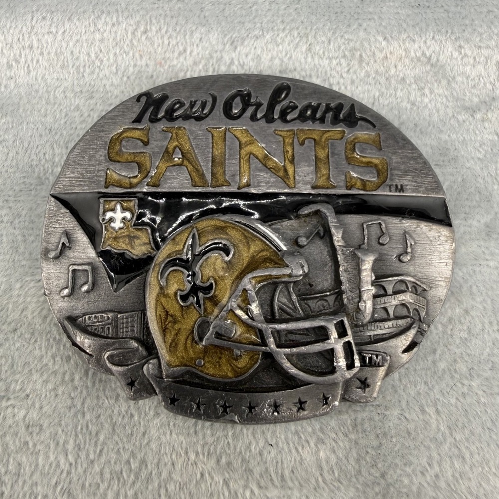 Vintage‎ Siskiyou Belt Buckle Silver New Orleans Saints NFL Enamel 1993 1623/10k